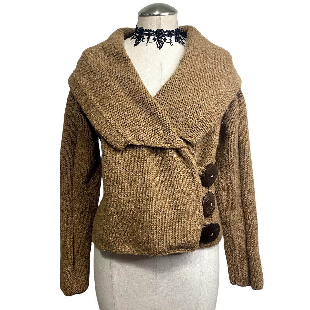 Ande Wear Hand‎ Knit Wool Blend Boho Earthy Western Hippie Cozy Sweater jacket